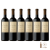 Seis botellas de vino DV Catena Cabernet-Syrah en una caja.