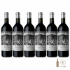 Seis botellas de vino tinto Jose Zuccardi Malbec, 750cc cada una, dispuestas en fila.