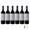 Seis botellas de vino tinto Barrabás by Judas Cabernet Franc, cada una de 750 cc, con etiquetas elegantes.