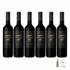 Seis botellas de vino Kaiken Ultra Merlot, cada una de 750cc, con etiquetas elegantes y un diseño moderno.