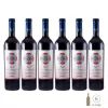 Seis botellas de vino tinto Gran Matilda Malbec de la bodega La Azul.