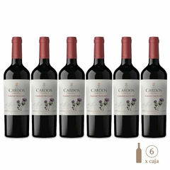 Seis botellas de vino tinto Los Cardos Cabernet Sauvignon de 750cc cada una.