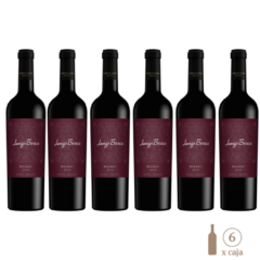 Luigi Bosca Malbec (6 botellas x 750cc). Seis botellas de vino Malbec de la bodega Luigi Bosca, organizadas en fila.