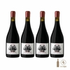 Cuatro botellas de vino Malbec Mil Demonios Samurai, con etiquetas destacadas y tapones rojos.