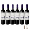 Seis botellas de vino Zuccardi Q Cabernet Sauvignon, cada una de 750cc, con etiquetas en un fondo blanco y detalles de la bodega.