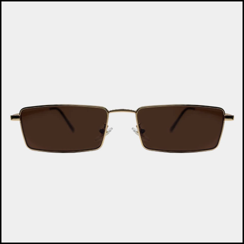 Óculos de Sol Lure - Retangular Dourado com Lentes Marrom - comprar online