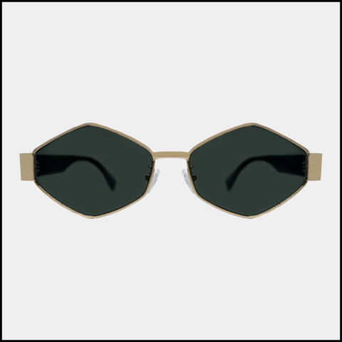 Óculos de Sol Lucky - Hexagonal - Dourado com Lentes Verdes - comprar online