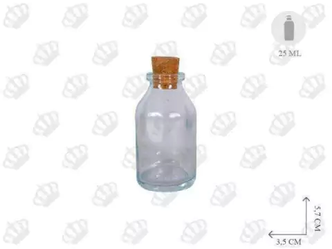 Frasco Vidro Cilíndrico Pen 025ml S/ Rolha nº 2 (3,5 diam x 5,7 alt)cm - Cristal