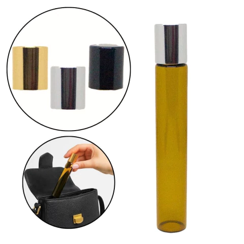 Frasco Âmbar Vidro Rollon Para Perfume 010ml Com Tampa