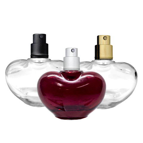 Mini Frasco Vidro Coração Para Perfume 20ml Recrave 15mm Com Válvula Spray Luxo
