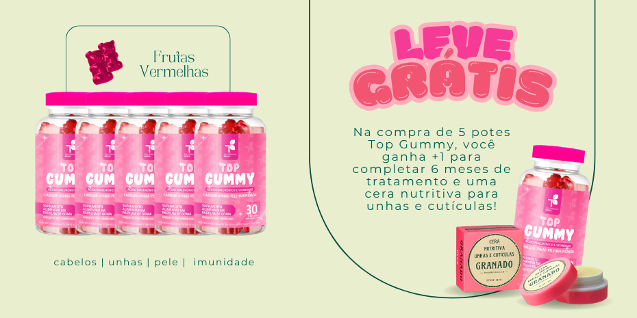 <p><b><strong style="font-size: 18px">GRÁTIS: 30 Gummies + Cera Nutritiva Granado</strong></b></p>