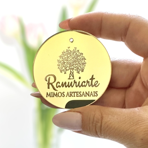 Etiqueta Acrílico Espelhado até 5,0x5,0cm Redonda Personalizada - comprar online