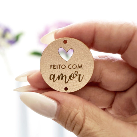Etiqueta Sintética Tradicional Redonda 3,0x3,0cm - "Feito com Amor" (Ref 31) Sem personalização - comprar online