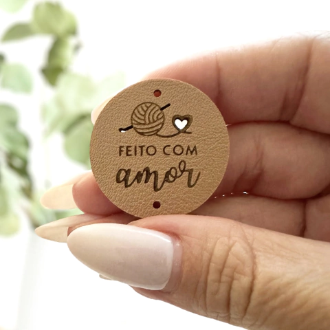 Etiqueta Sintética Sobreposta Redonda 3,0x3,0cm - "Feito com Amor" (Ref 67) Sem personalização - comprar online