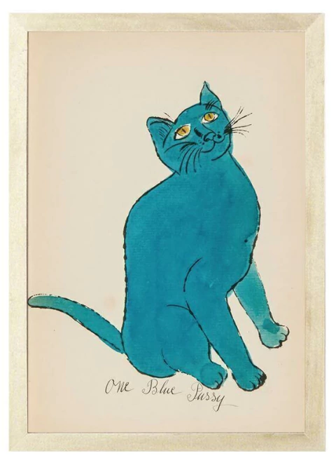 Cuadro Andy Warhol Gatito Sam Turquesa - comprar online