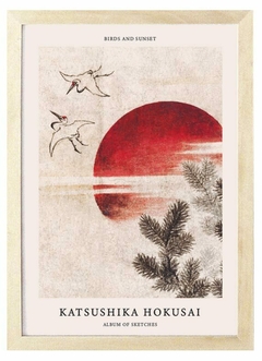 Cuadro Hokusai - Birds Abd Sunset