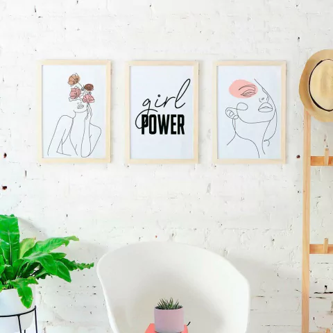 Set x3 cuadros girl power