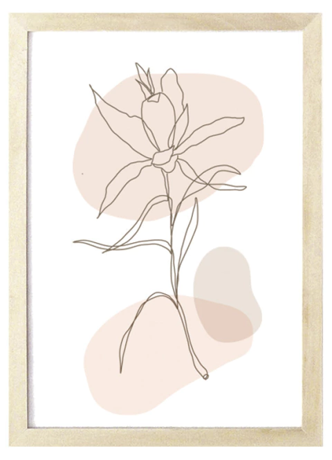 Cuadro flor lineal rosa