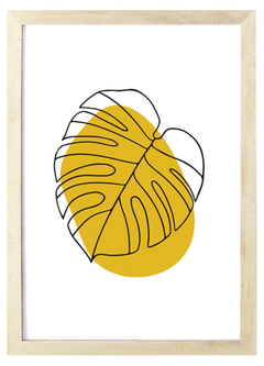 Cuadro monstera lineal amarilla