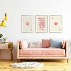 Set X3 cuadros Lucky Rosa