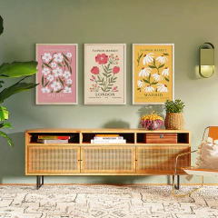Set X3 cuadros Flower Market