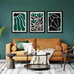Set X3 cuadros Flores Verdes