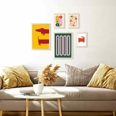 Set x5 cuadros Gato Salchicha - comprar online
