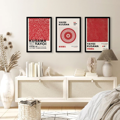 Set X3 cuadros Yayoi Rojo