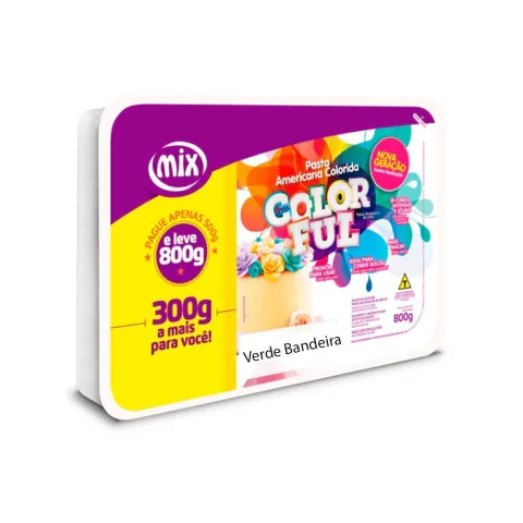 Pasta Americana Colorful Verde Bandeira Mix 800g