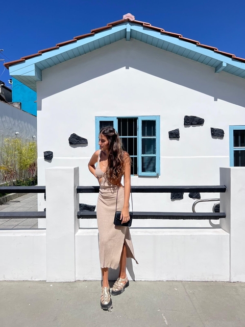 VESTIDO COM TOP CANELADO