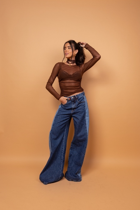 BLUSA FRANZIDA LATERAL TULE - comprar online