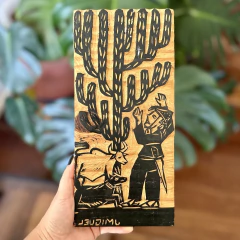 Matriz xilogravura J. Miguel - Mandacarú no sertão - comprar online