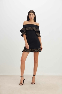 VESTIDO CURTO BABADO - Preto
