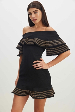 VESTIDO CURTO BABADO - Preto - Katia Rosa