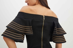 VESTIDO CURTO BABADO - Preto
