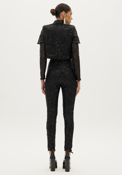 CAMISA CROPPED MANGA LONGA PAETÊS AMARANTE - Preto, G on internet