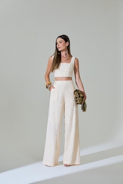 CONJUNTO CROPPED E CALÇA BORDADO - loja online