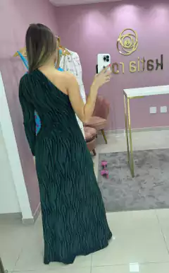 VESTIDO OMBRO SO DRAPEADO SKAZI - Verde, M - buy online