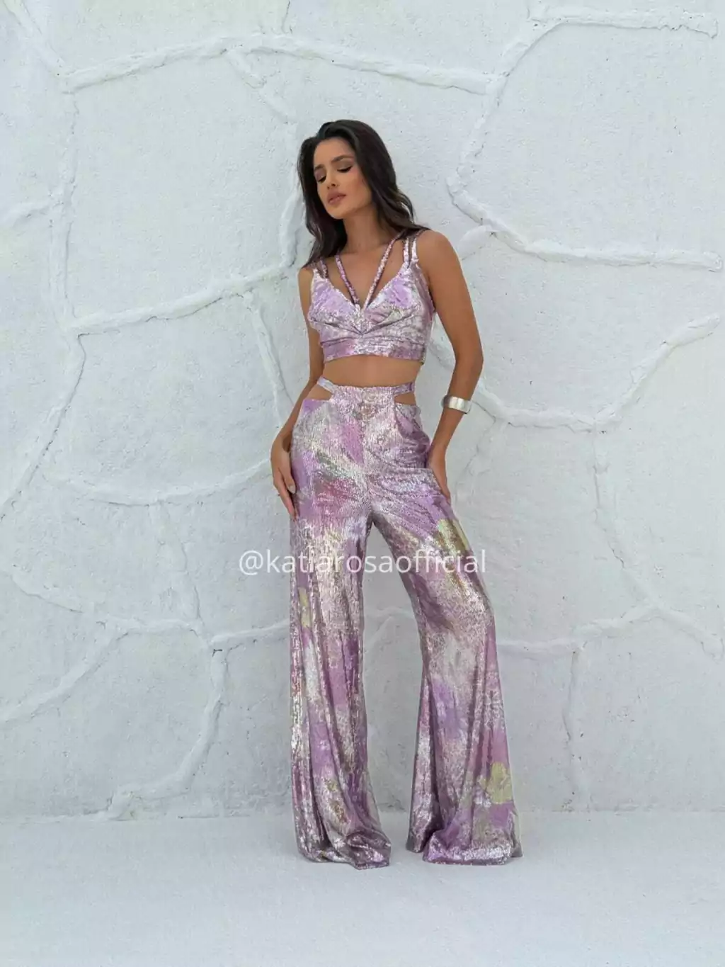 Conjunto Top Duplo E Calça Paete Skazi - Estampado, M