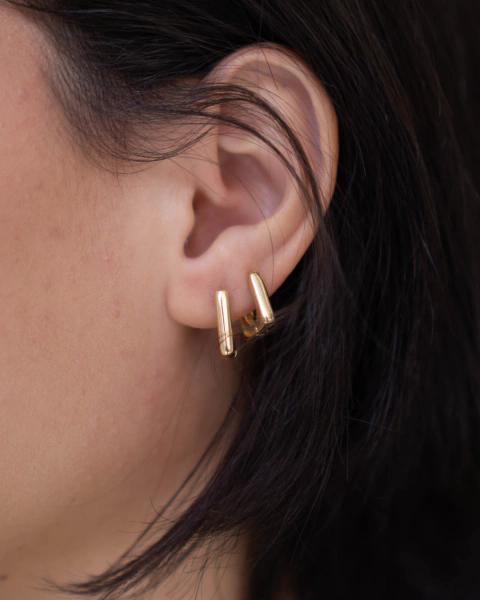 Trio de argolas triangulares semijoia - comprar online