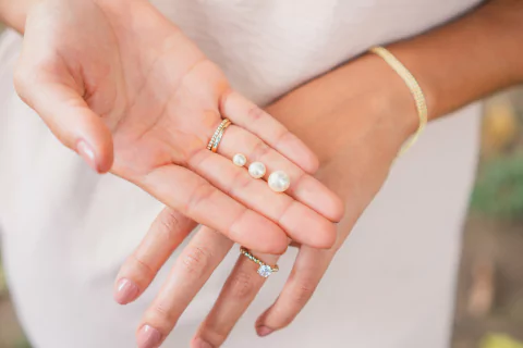 Trio de brincos de pérola