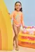 Conjunto Blusa + calcinha com proteção UV 50+ Laranja Neon