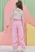 Conjunto Blusa Cropped em Tule Top em Canelado e Calça Parachute em Nylon 81072 Kukiê - comprar online