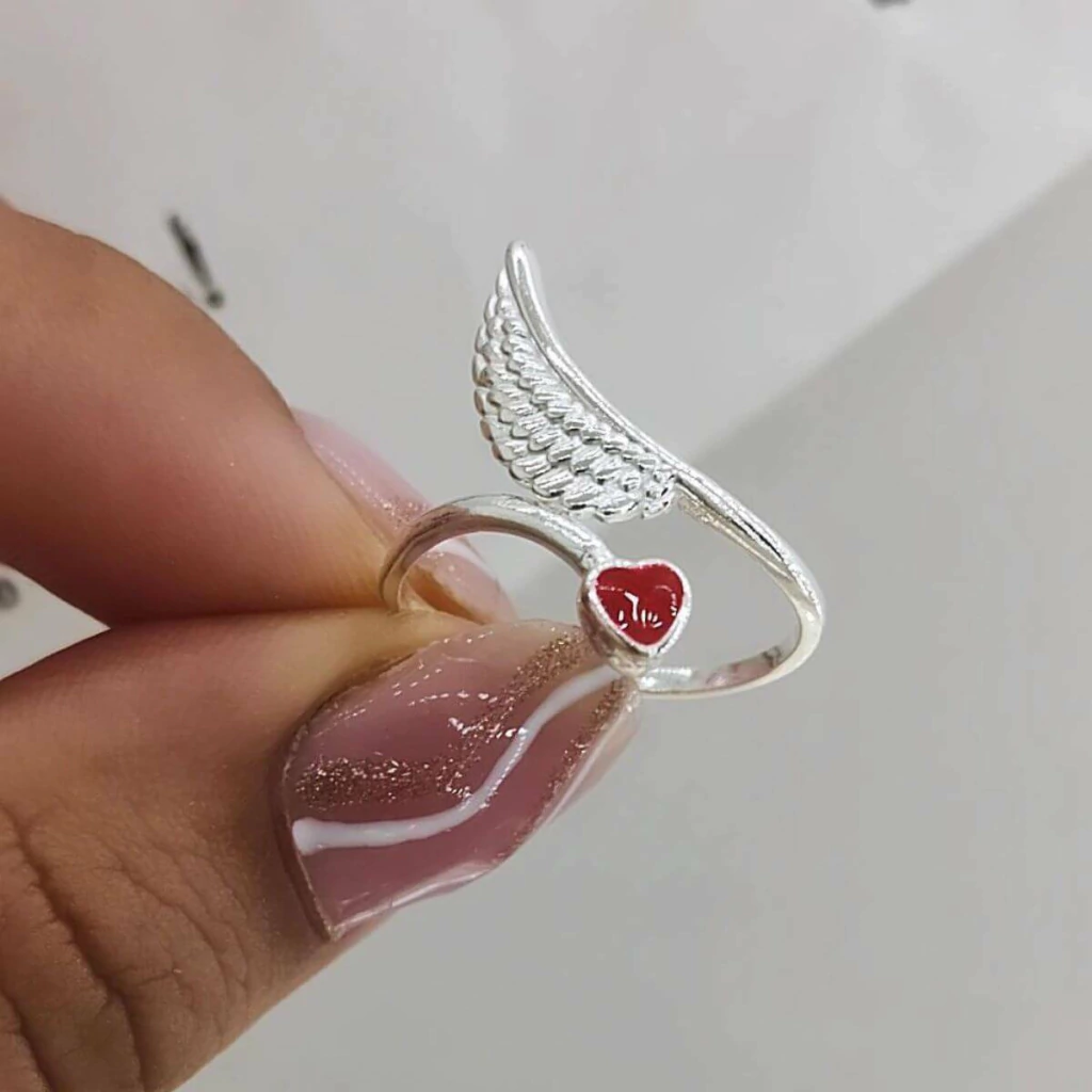 Anillo de plata ala de corazon