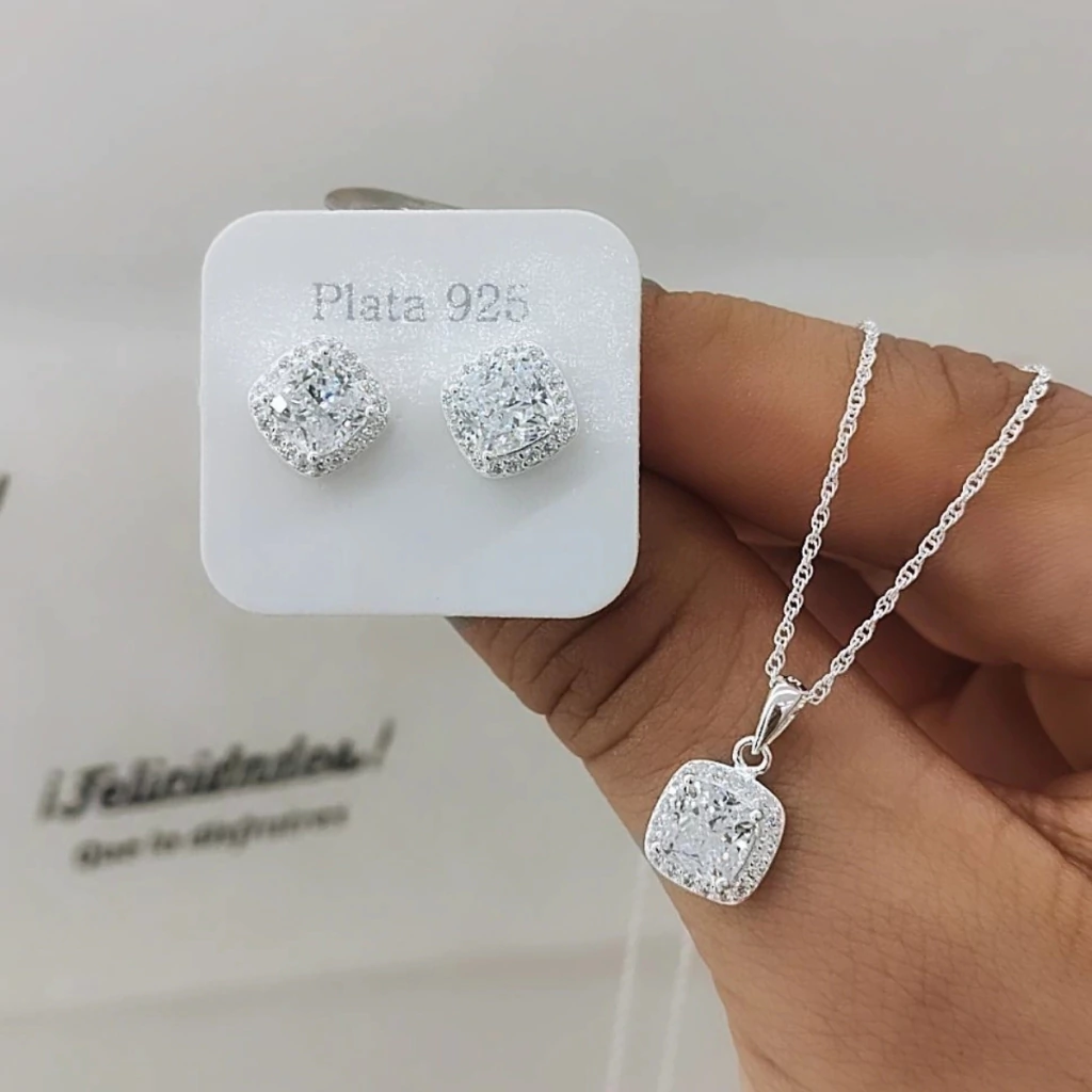 Conjunto completo de plata y cubic