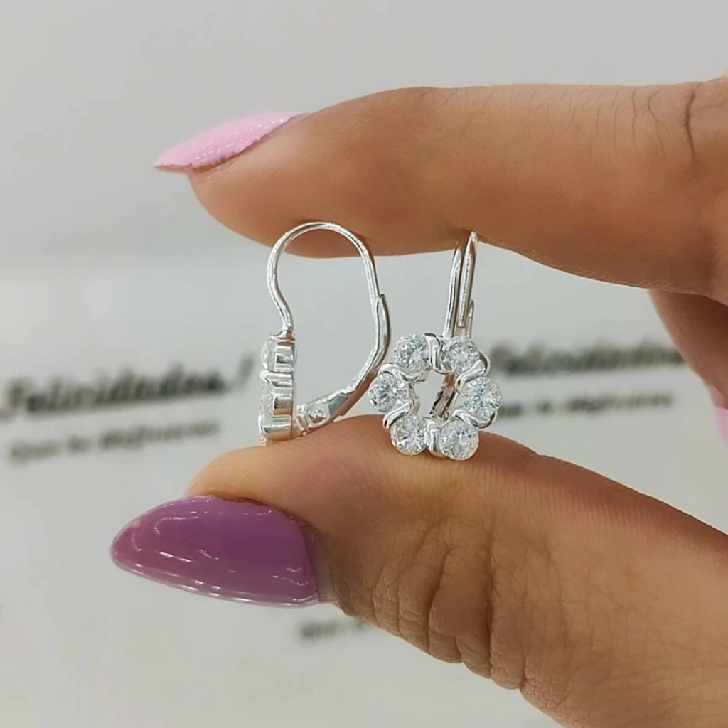 Aros de plata brisura 6 petalos