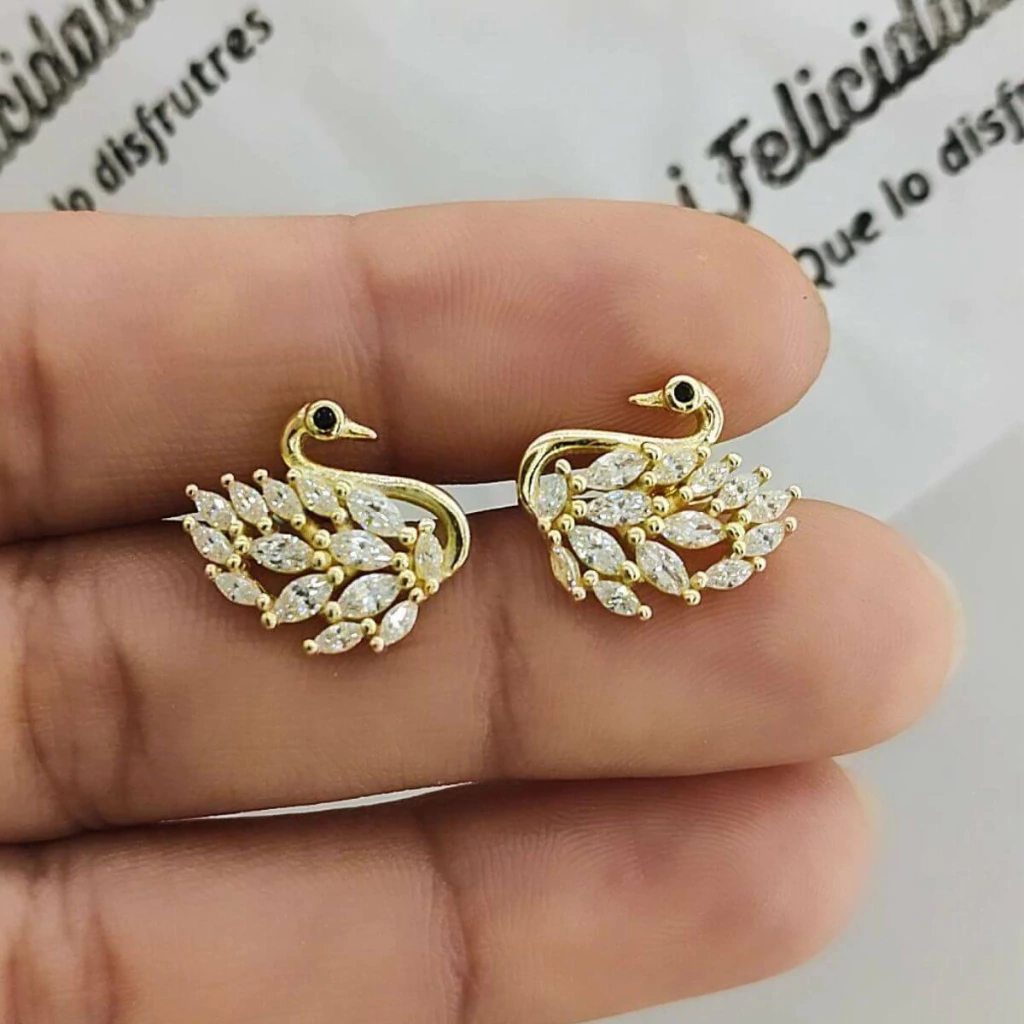 Aros de Plata Gold Pasante cisne