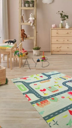 Alfombra vinilica infantil ciudad 150x120