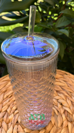 Vaso vidrio tornasol con tapa y sorbete 650 Ml - comprar online