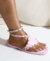 Sandália Rasteira Valentina Spikes Rosa - comprar online